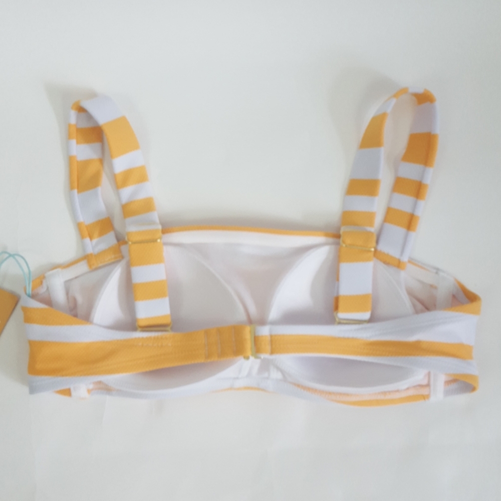 Kona Sol Yellow Striped Textured Bikini Set - Picture 7 of 15